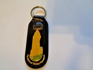 Vintage Leather and enameled Metal Keychain National Wallace Monument Used - Picture 1 of 12