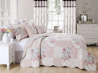 Tagesdecke Patchworkdecke Rosen Überwurf 210x140cm Bettüberwurf Decke - Bild 1 von 3