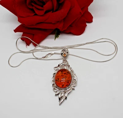 Sterling Silver Amber & Citrine  23.67g 30" Necklace  CAT RESCUE - Image 1 of 3