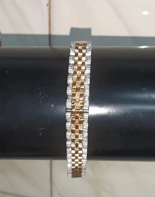 8Ct Round Cut Lab Created Diamond Men's Tennis Bracelet 14K Two Tone Gold Finish - Image 1 of 3