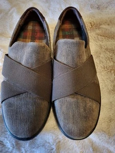 Born Banshee Brown Leather Fabric Elastic Slip On Comfort Shoes Womens size 8M - Picture 1 of 6