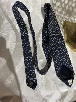 Pierre Cardin Vintage Navy Blue Floral 100% Silk Hand Made in France Long Tie - Image 1 of 4