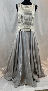 JS Collection Women’s Size 8  Long Formal Gray Silver Ivory Sleeveless Dress - Picture 1 of 19