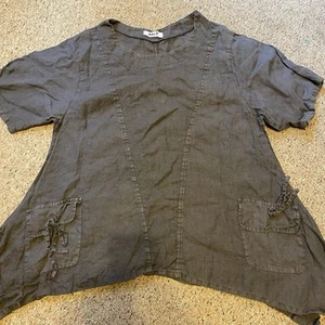 John P. Collection Linen Shirt Lagenlook Oversized Tunic Blouse Women M Resort - Picture 1 of 6
