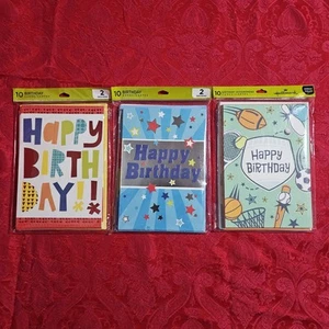 Lot Of 3, Value 10 Pack Hallmark Birthday Greeting Cards. - Picture 1 of 8