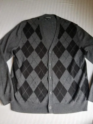 VTG Express Sweater Mens XL Cardigan Merino Argyle Wool Eclectic Grandpa Preppy - Image 1 of 4