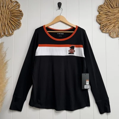 Harley Davidson футболка с длинным рукавом рубашка вышитый логотип хлопковый топ - Изображение 1 из 4