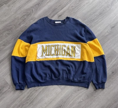 Sudadera De Colección Años 70 Michigan Wolverines Nutmeg Mills Azul Marino Cuello Redondo Para Hombres XL Foto 1 de 4