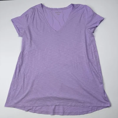 Camisa Lilly Pulitzer Mujer Grande Púrpura Cuello en V Manga Corta Tejido Slub Túnica Foto 1 de 4