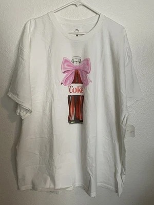 Футболка Diet Coke размер XL белая с бутылкой кока-колы и розовой лентой размер XL - Изображение 1 из 4