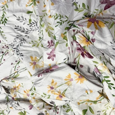 Edredón Eikei 100 % algodón egipcio tamaño king flores silvestres acuarela blanco floral Foto 1 de 4
