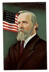 Rutherford B Hayes Presidente artista Morris Katz bandera arte patriótico postal - Imagen 1 de 2