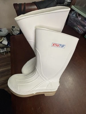 Bota de lluvia de goma blanca xtratuf para hombre talla 7 mujer 8 granja pollo jardín granero Foto 1 de 4