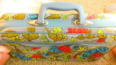 Maleta de viaje vintage de lona blanda con flores de gallo 25-848 bolsa de viaje sin ubicación Foto 1 de 4