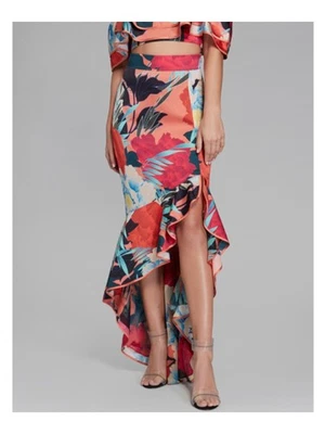 Falda de fiesta de longitud completa con volantes naranja de MARCIANO para mujer talla: XS Foto 1 de 4