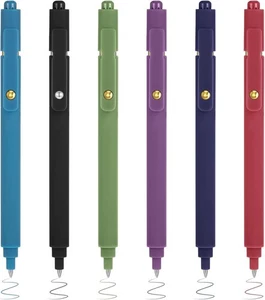 6 Pcs Retractable Colored Gel Pens 0.5 mm Fine Point Smooth Writing Pens Assorte - Picture 1 of 6
