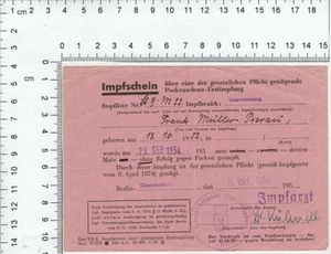 Impfbescheinigung für Impfung für Pockenschutz Berlin 1954 - Bild 1 von 2