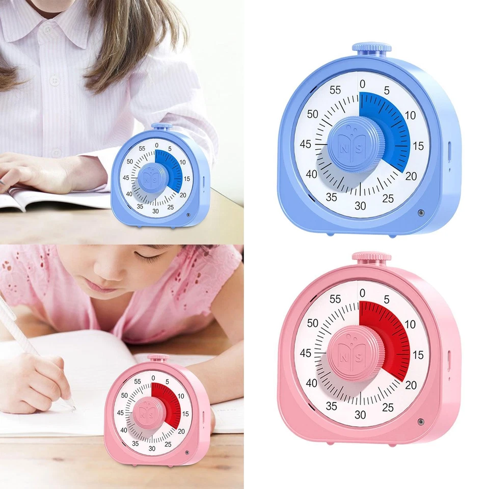 Visual Timer Cooking Timer Silent Countdown Clock Analog 1 Button Cycle for Kids - Image 1 of 1