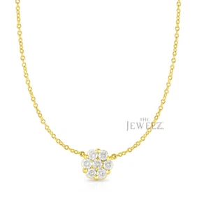 14K Gold 0,50 ct VS/F-G Diamant Floral Anhänger Halskette - The Jewelz - Bild 1 von 3