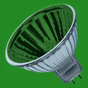 2x 20W Green Coloured MR16 12V Halogen Dichroic Spot Light Bulbs Lamps 12° Beam - Picture 1 of 1