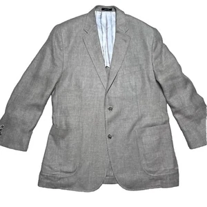 Tallia Linen Silk Blazer Jacket Mens Size 44R Tan Double Vented RIBA Sport Coat - Picture 1 of 15