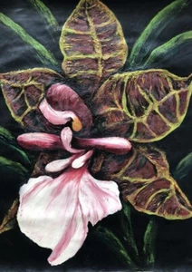 Original Surrealist Orchid Painting 36x27” By WAV Acrylic On Canvas,Signed,COA - Picture 1 of 1