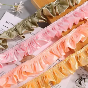 Ruffles Satin Edging Pleated Faux Silk Trimmings Ribbon Tape Trim Sew 3X Costume - Picture 1 of 41