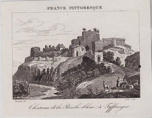 GRAVURE DE 1835 -- CHATEAU DE BARBE BLEU A TIFFANGES sic TIFFAUGES 3J449 - Foto 1 di 1