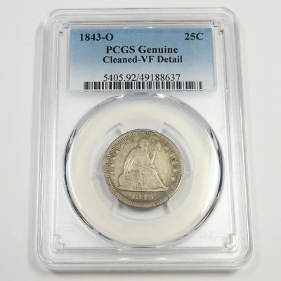 1843 O PCGS VF Detail - Silver Seated Quarter 25C US Coin #50128A - Image 1 of 2