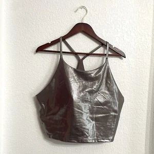 Old Navy Womens Sports Tank Taupe Metallic Powersoft Racerback Size XXL - Picture 1 of 8