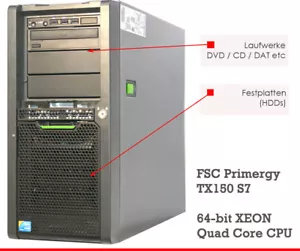 64BIT Xeon 4Xcore Server Fujitsu Primergy Tx150 S7 Raid Controller 4GB Ddr3 #W42 - Picture 1 of 7