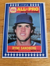 1987 Burger King MSA All-Pro 2nd Series, #17 Ryne Sandberg ,Cubs. EX