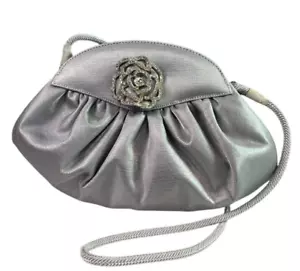 STUART WEITZMAN Vintage Silver Rhinestone Fabric Evening Bag Convertible Clutch - Picture 1 of 9