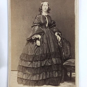 1860s CDV Photo Woman Fancy Victorian Dress Anson New York - Picture 1 of 5