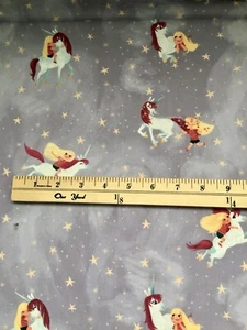 Riley Blake Uni the Unicorn C9980 Cotton Fabric  Lt Purple Background by 1/2 yd - Picture 1 of 6