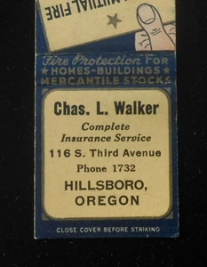 1940s Oregon Mutual Fire Insurance Co. Chas. L. Walker Telefon 1732 Hillsboro OR - Bild 1 von 1