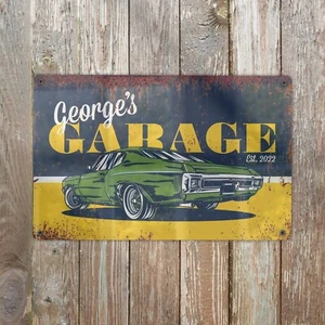 Vintage Garage personalisiertes Metallwandschild / Werkstattschild / Schuppenschild - Bild 1 von 8