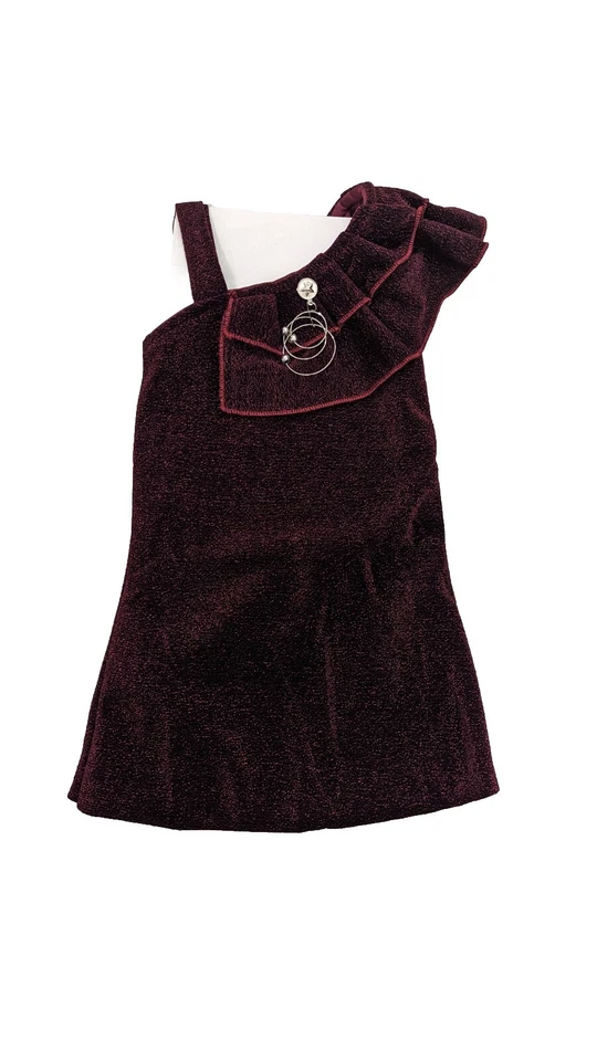 Girls 3T- 6T Cut Out Shoulder Stylish Dress Glitter Outwear Birthday Designer - Image 1 of 4