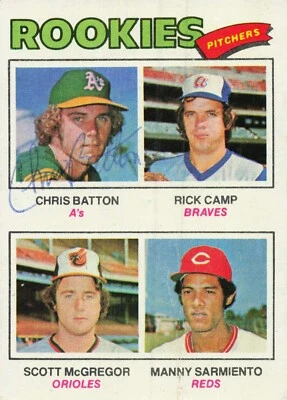 Oakland Athletics Signed 1977 Topps Baseball Card Rookies Pitchers Chris Batton - Image 1 of 2