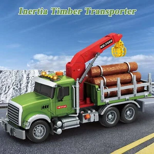 2 in 1 LKW Holztransport Auto Transporter mit Licht und Sound Kinder Spielzeug - Bild 1 von 23