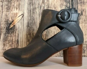 Earth Corinth Heel Booties Womens 6.5B Blue Leather Back Zip City Boho Office - Picture 1 of 10