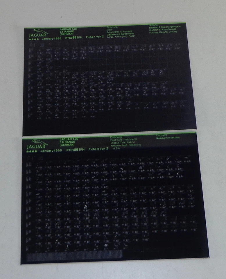 Catalogo Parti Microfiche Jaguar XJS 3.6 Aggiornato 01/1986 - Immagine 1 di 1