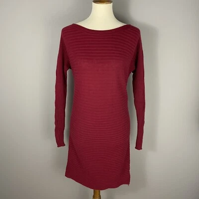 Athleta Red 100% Merino Wool Ribbed Sweater Dress Size XXS Soft Stretchy Knit Foto 1 de 4