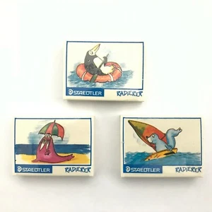 VINTAGE - Staedtler Erasers Set of 3 - Collectable Happy Day 1990's - Picture 1 of 3