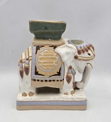 Suporte de mesa vintage com pedestal de elefante 7” de altura chinoiserie  - Imagem 1 de 4