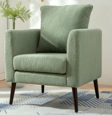 Oversized Mid Century Modern Armchair w/ Wooden Legs for Living Room Bedroom - Image 1 of 4