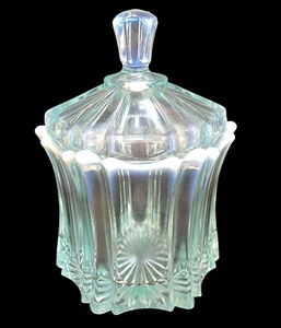 FENTON Vintage VULCAN Candy Dish Aqua Opalescent "Minted Green" - Picture 1 of 9