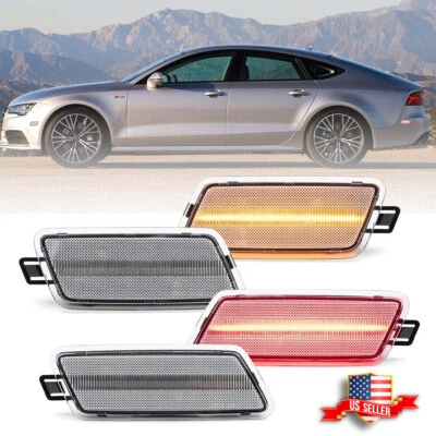 4x Clear LED Front&Rear Side Marker Lights For Audi A7 S7 RS7 Quattro 2012-2018 - Image 1 of 4
