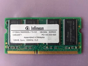 128MB PC-133 Infineon HYS64V16220GDL-7.5-C2 Laptop Memory Stick PC133 3.3V SDRAM - Picture 1 of 2