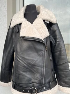 Damen Lederjacke Lammfelljacke Aviator Fliegerjacke Bomber gefuttert - Bild 1 von 9